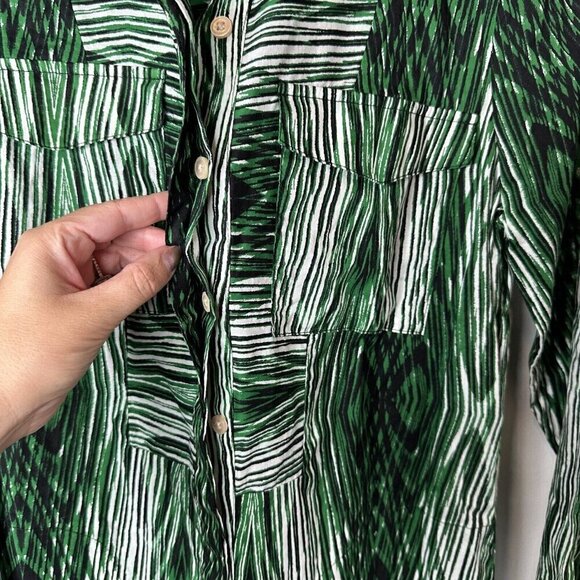 Derek Lam for Design Nation Womens Green Long Sleeve Button Front Shirt Dress S - Picture 7 of 15